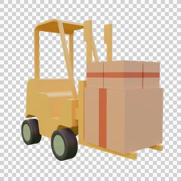 3d render illustration forklift carrying packages Stock Illustration