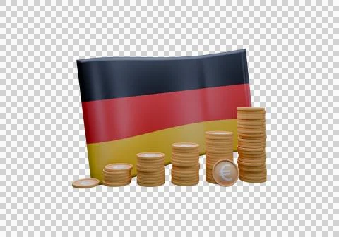 3D render illustration of Germany flag and currency called Euro Stock Illustration