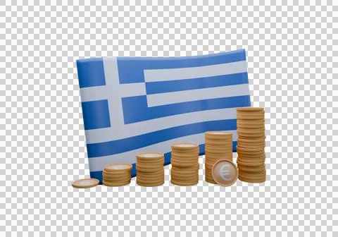 3D render illustration of Greece flag and currency called Euro Stock Illustration