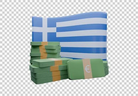 3D render illustration of Greece flag and currency called Euro Stock-Illustration