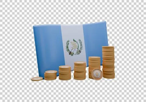 3D render illustration of Guatemala flag and currency called Quetzal Stock-Illustration