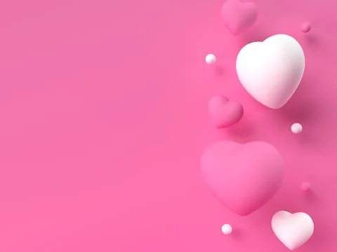 3d render illustration with hearts. Stock Illustration