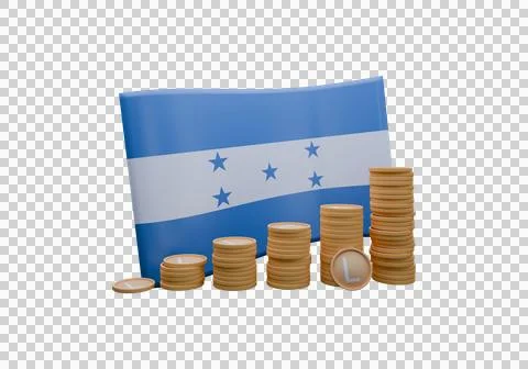 3D render illustration of Honduras flag and currency called Lempira Stock-Illustration
