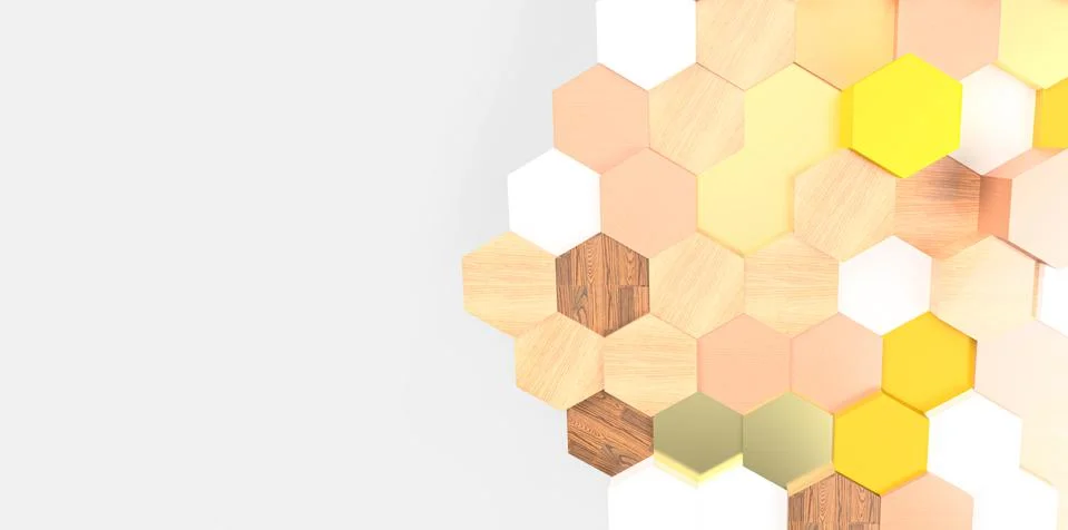 3d render of an illustration of a honeycomb. A pattern of geometric shapes. Stock Illustration