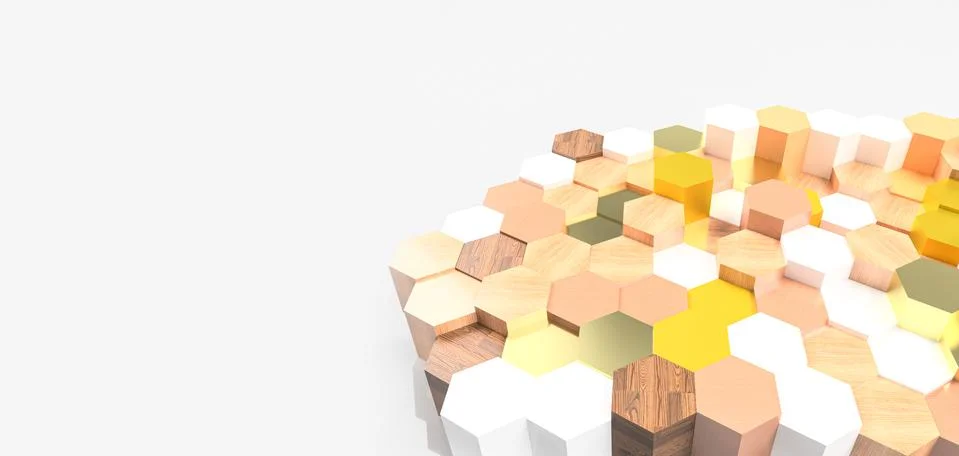 3d render of an illustration of a honeycomb. A pattern of geometric shapes. Stock Illustration