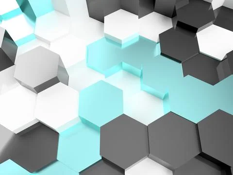 3d render of an illustration of a honeycomb. A pattern of geometric shapes. Stock Illustration