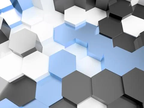 3d render of an illustration of a honeycomb. A pattern of geometric shapes. Stock Illustration