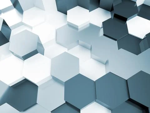 3d render of an illustration of a honeycomb. A pattern of geometric shapes. Stock Illustration