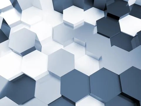 3d render of an illustration of a honeycomb. A pattern of geometric shapes. Stock Illustration