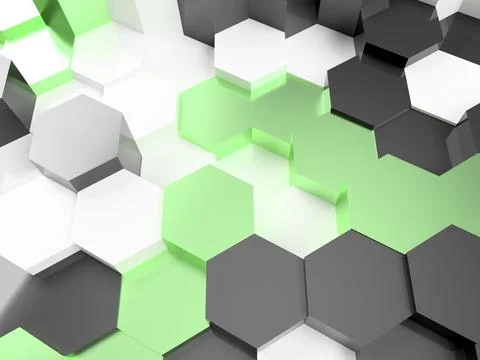 3d render of an illustration of a honeycomb. A pattern of geometric shapes. Stock Illustration