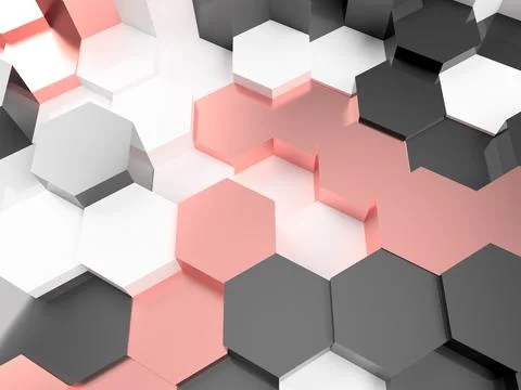 3d render of an illustration of a honeycomb. A pattern of geometric shapes. Stock Illustration