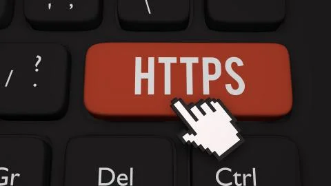 3D render illustration of HTTPS keyboard key Illustration