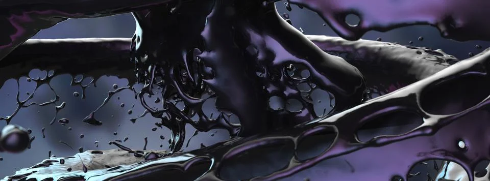 3d render illustration of ink black spills. Stock Illustration