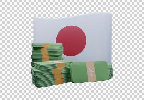 3D render illustration of Japan flag and currency called Yen Stockillustratie