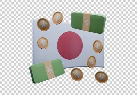 3D render illustration of Japan flag and currency called Yen Stock-Illustration