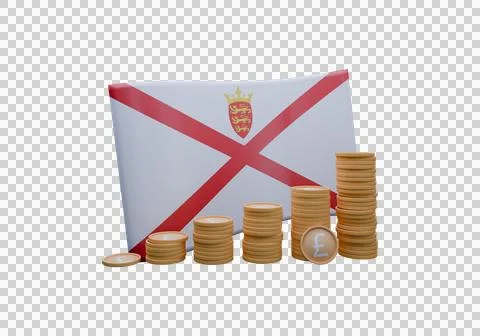 3D render illustration of Jersey flag and currency called Pound Stock Illustration