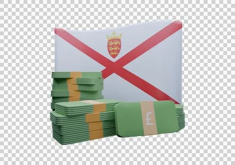3D render illustration of Jersey flag and currency called Pound 스톡 일러스트
