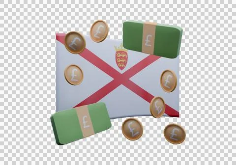3D render illustration of Jersey flag and currency called Pound Stock Illustration
