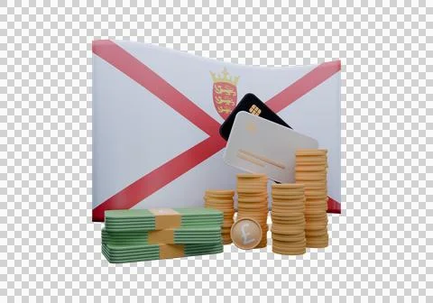 3D render illustration of Jersey flag and currency called Pound Stock Illustration