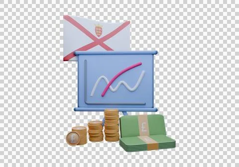 3D render illustration of Jersey flag and currency called Pound 스톡 일러스트
