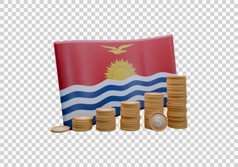 3D render illustration of Kiribati flag and currency called Dollar Stock Illustration