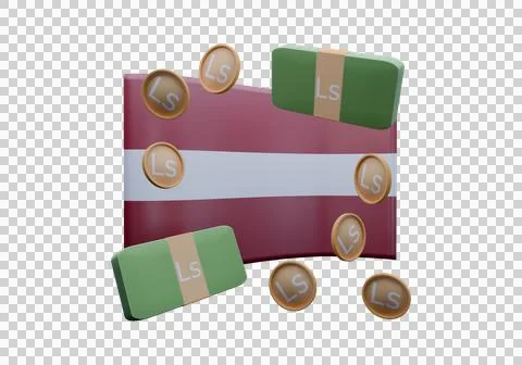 3D render illustration of Latvia flag and currency called Lats Stock-Illustration