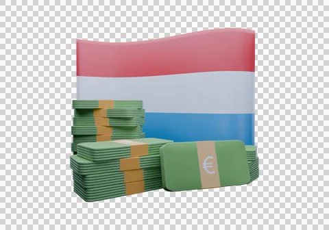 3D render illustration of Luxembourg flag and currency called Euro Illustrazione stock