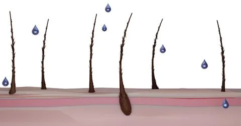 3d render illustration  at the macro level drops  fall into the structure of Stockillustratie