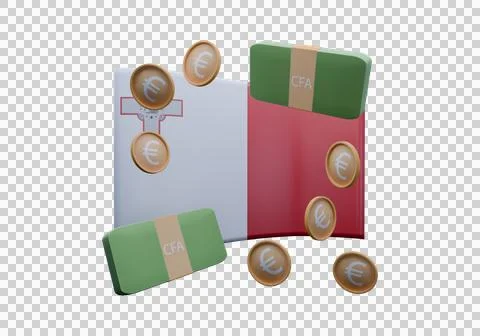 3D render illustration of Malta flag and currency called Euro Stock Illustration