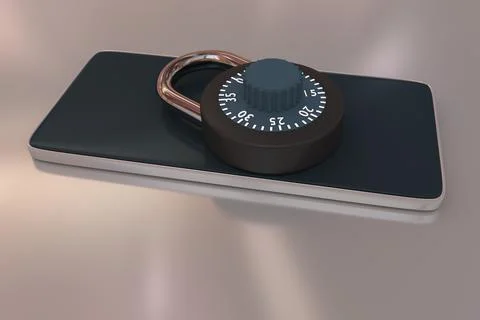 3d render illustration of a mobile device security concept Illustrazione stock