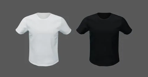 3d render illustration of a mockup of a white and black T-shirt. Stockillustratie