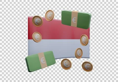 3D render illustration of Monaco flag and currency called Euro Stock Illustration