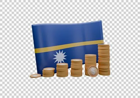 3D render illustration of Nauru flag and currency called Dollar Stock Illustration
