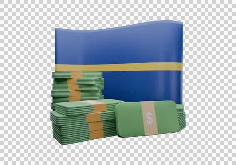 3D render illustration of Nauru flag and currency called Dollar Stock Illustration
