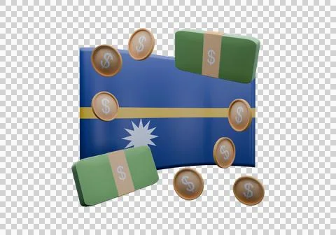 3D render illustration of Nauru flag and currency called Dollar Stock Illustration