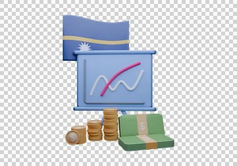 3D render illustration of Nauru flag and currency called Dollar Stock Illustration