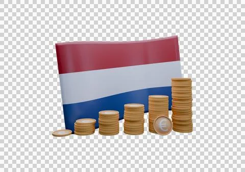 3D render illustration of Netherlands flag and currency called Euro Stock Illustration