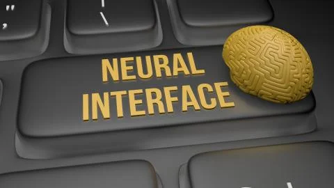 3D render illustration of neural interface concept Stock Illustration