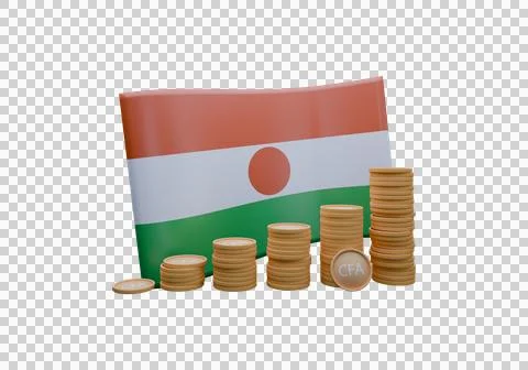 3D render illustration of Niger flag and currency called CFA Franc Stockillustratie