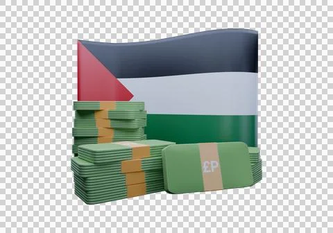 "3D render illustration of Pakistan flag and currency called .Palestine pound Stock Illustration