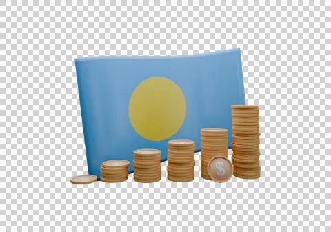 3D render illustration of Palau flag and currency called US Dollar Illustration