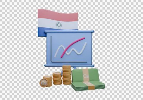 3D render illustration of Paraguay flag and currency called Guarani Stock-Illustration