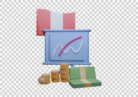 3D render illustration of Peru flag and currency called Nuevo Sol Ilustração Stock