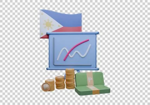 3D render illustration of Philippines flag and currency called Peso Illustrazione stock