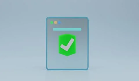 3d render illustration protective screen icon a check mark on the shield symbol Stock Illustration