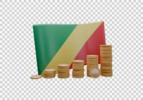 3D render illustration of Republic of the Congo flag and currency called Fran Stock Illustration
