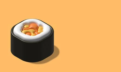 3d render illustration roll sushi isolated. 3d illustration japanese sushi .. Stock Illustration
