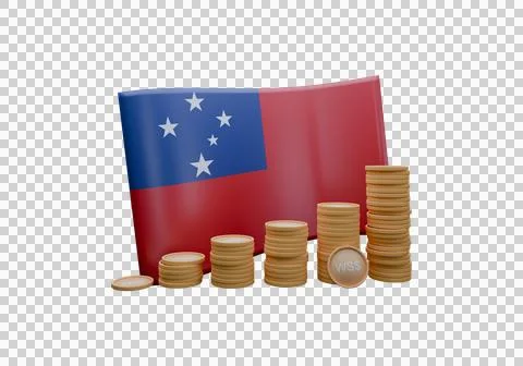 3D render illustration of Samoa flag and currency called Tala Stock Illustration
