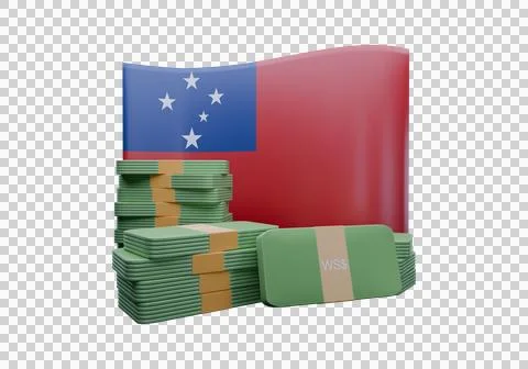 3D render illustration of Samoa flag and currency called Tala Stock Illustration