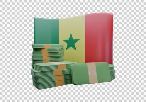 3D render illustration of Senegal flag and currency called CFA Franc Stockillustratie